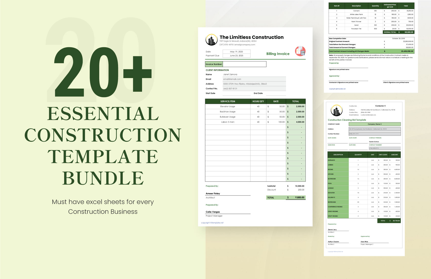 20+ Essential Construction Excel Template Bundle in Excel, Google Sheets - Download | Template.net