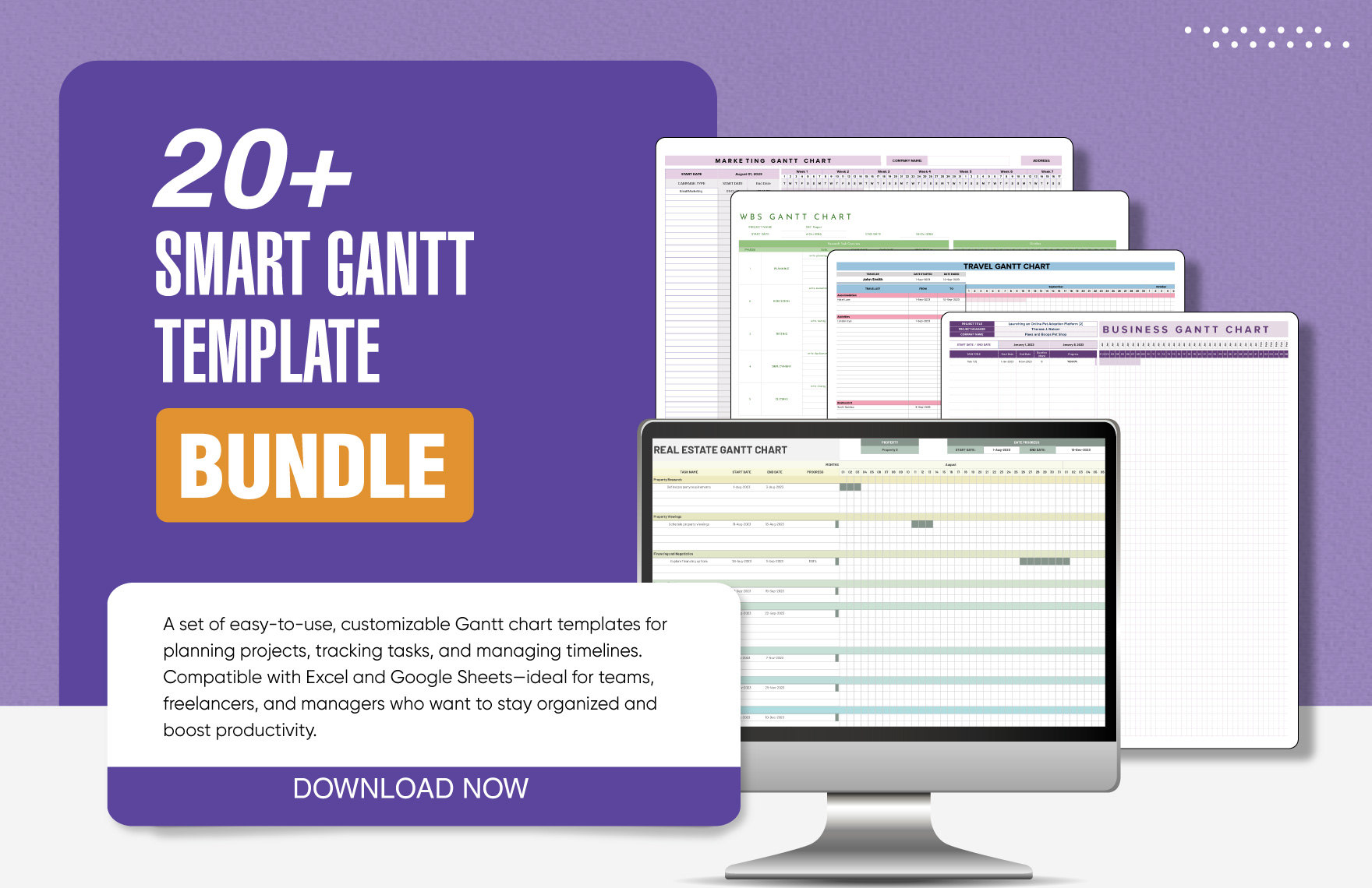 20+ Smart Gantt Template Bundle in Excel, Google Sheets to Download