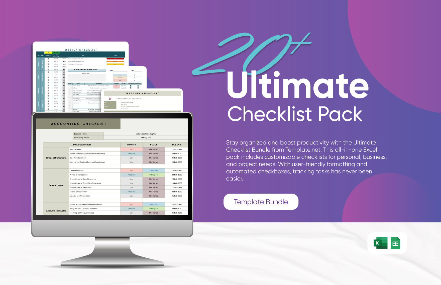 20+ Ultimate Checklists Pack Template Bundle in Google Sheets, Excel to Download