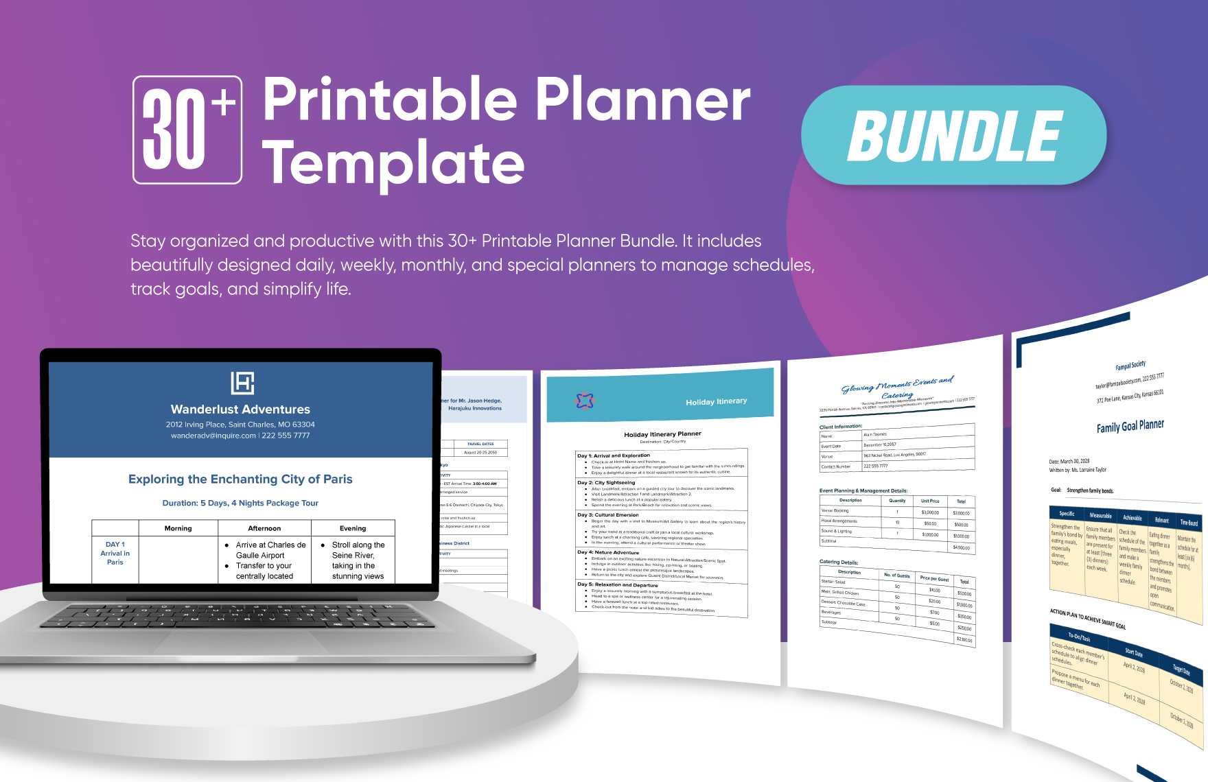 30+ Printable Planner Template Bundle in Word to Download