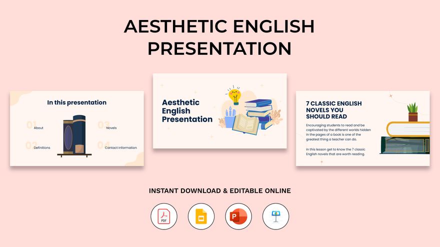Aesthetic English Presentation in PDF, PowerPoint, Apple Keynote, Google Slides - Download | Template.net Aesthetic English Presentation in PDF, PowerPoint, Apple Keynote, Google Slides - Download | Template.net