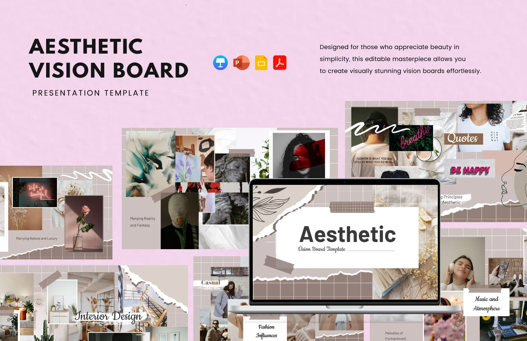 Aesthetic Vision Board Template in PDF, PPT, Google Slides, Apple Keynote - Download | Template.net Aesthetic Vision Board Template in PDF, PPT, Google Slides, Apple Keynote - Download | Template.net