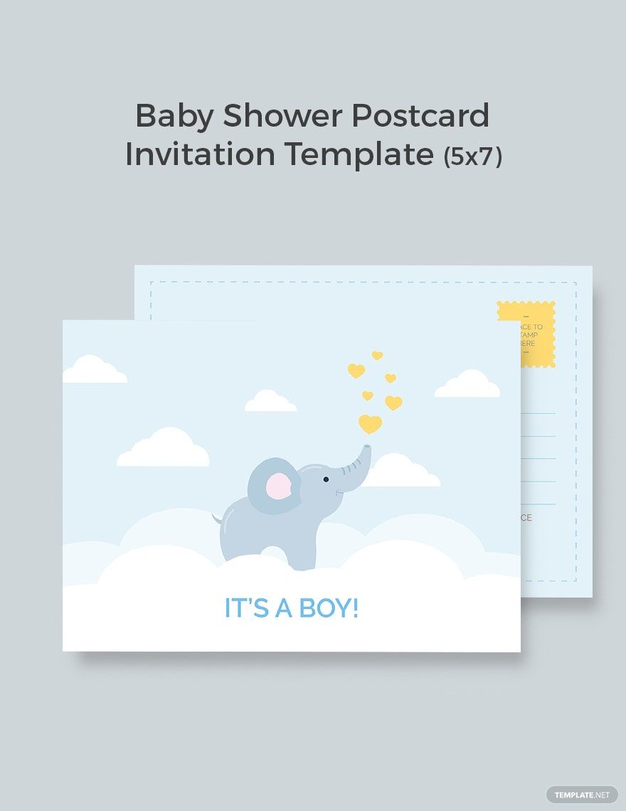 Baby Boy Shower Postcard Invitation Template in Illustrator, PSD, Word, Publisher, Pages - Download | Template.net