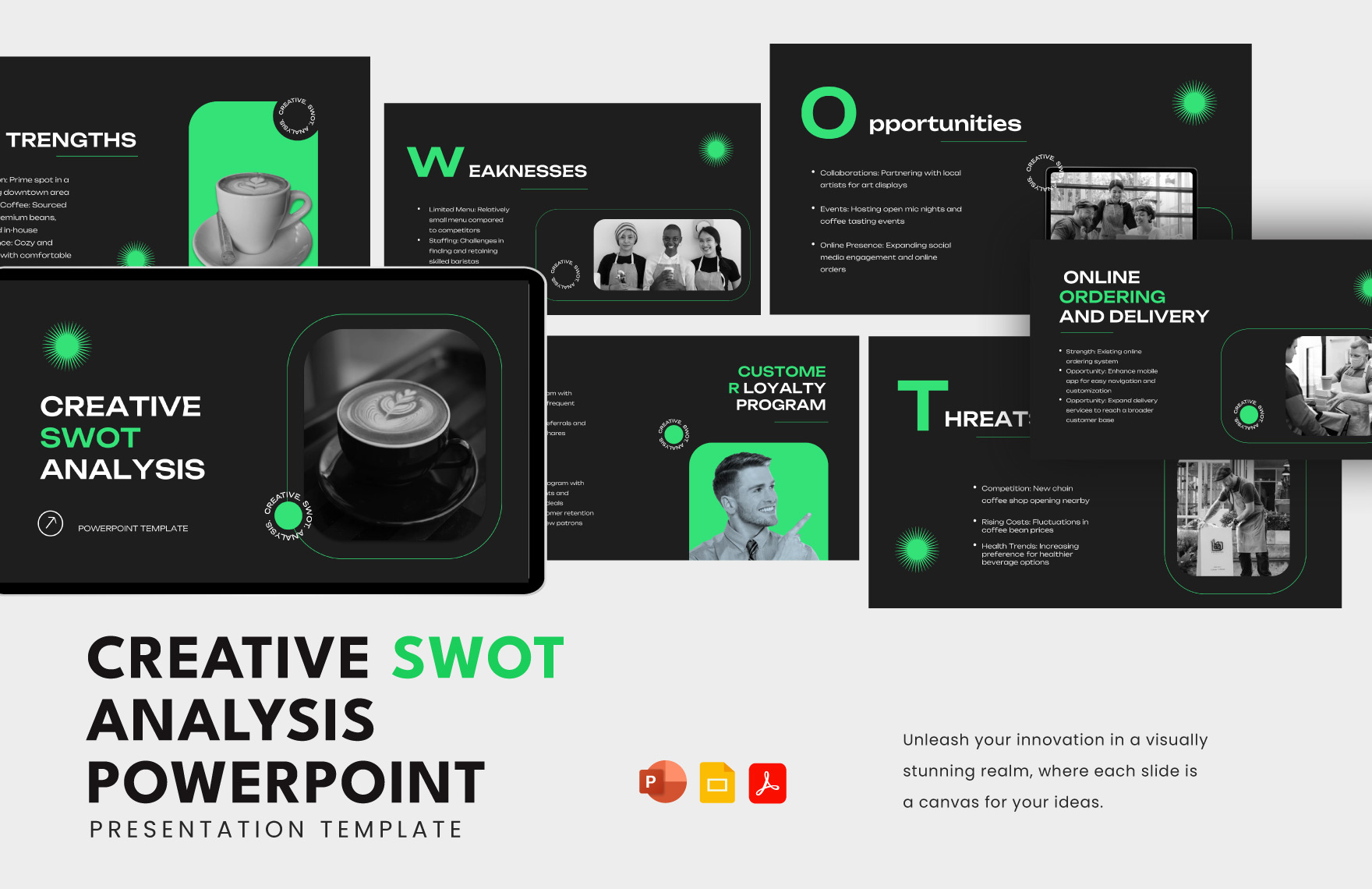Creative SWOT Analysis PowerPoint Template in PDF, PPT, Google Slides - Download | Template.net Creative SWOT Analysis PowerPoint Template in PDF, PPT, Google Slides - Download | Template.net