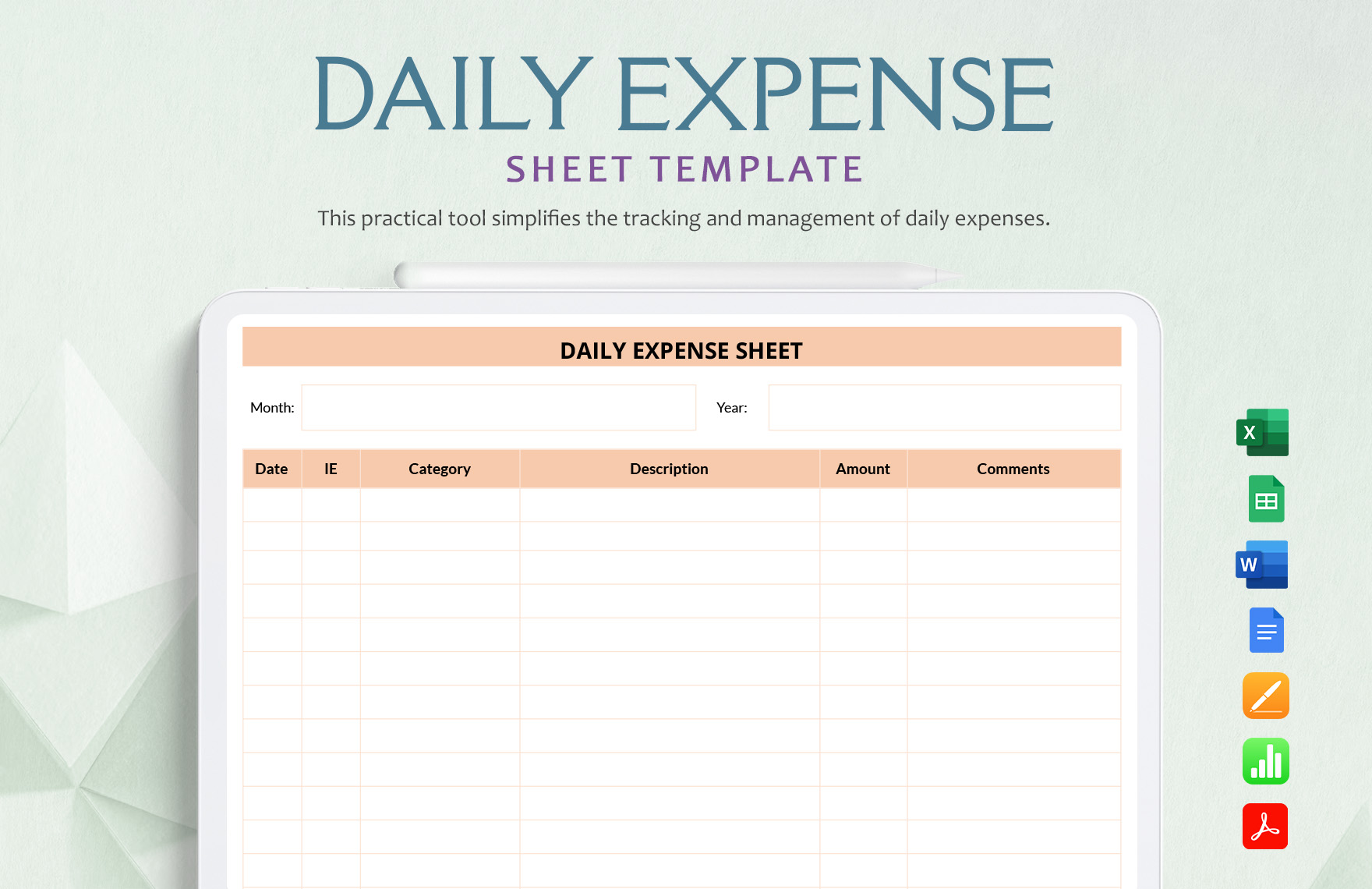 Daily Expense Sheet Template in Word, Apple Pages, Excel, Apple Numbers, PDF, Google Docs, Google Sheets - Download | Template.net