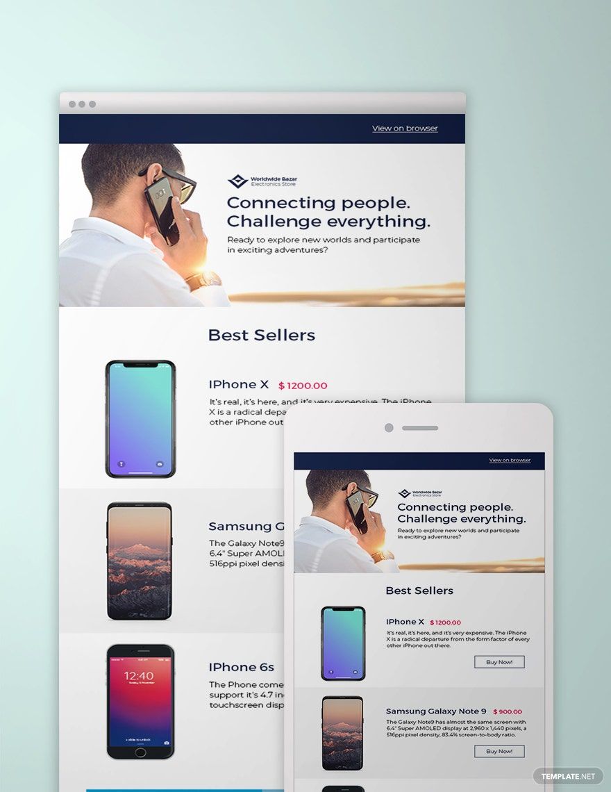 Mobile Store Newsletter Template in PSD, HTML5, Outlook - Download | Template.net
