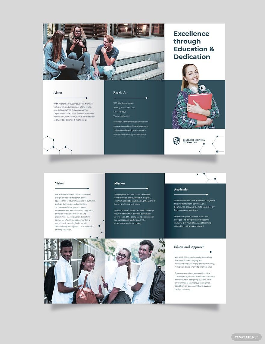 Modern Education Tri-Fold Brochure Template in Illustrator, Pages, Word, Publisher, PSD, InDesign, Google Docs - Download | Template.net