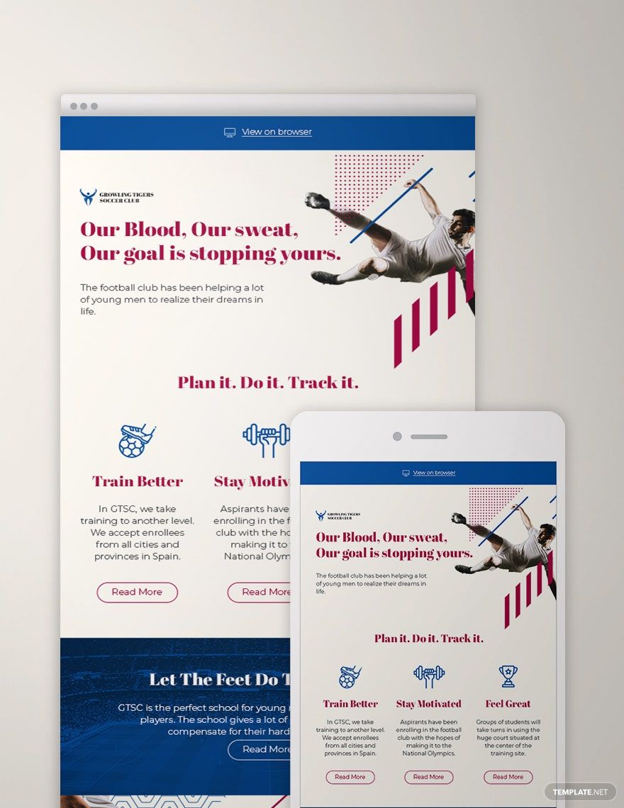 Soccer Club Newsletter Template in PSD, HTML5, Outlook - Download | Template.net