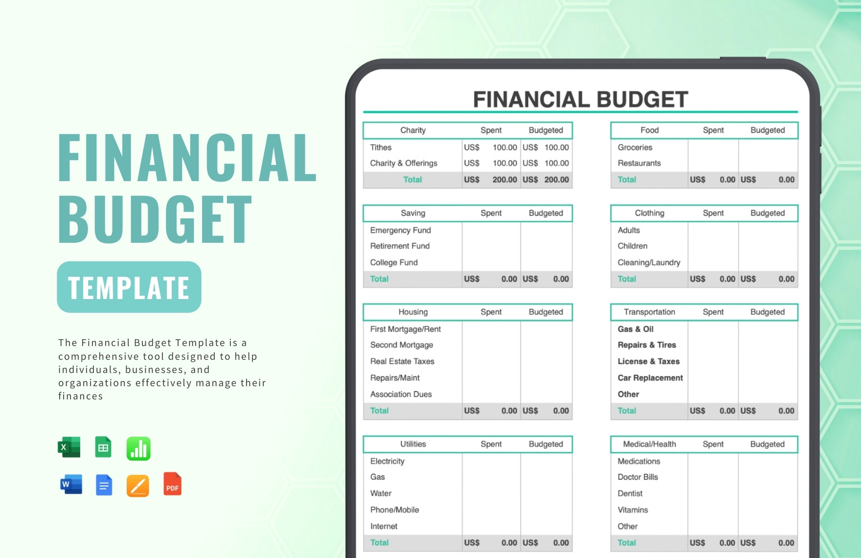 Financial Budget Template in Google Docs, Word, Pages, PDF, Excel, Google Sheets, Apple Numbers - Download | Template.net