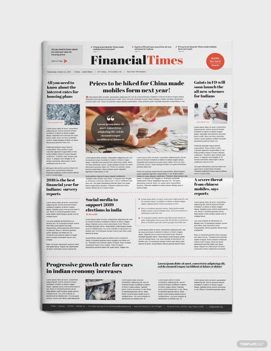 Financial Newspaper Template in PSD, Word, Publisher, Pages - Download | Template.net