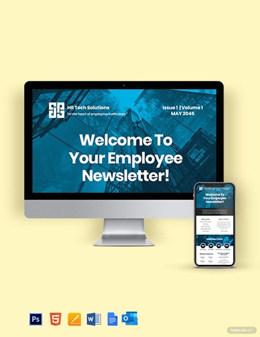 Basic HR Newsletter Template in HTML5, PSD, Word, Apple Pages, Outlook, Google Docs to Download