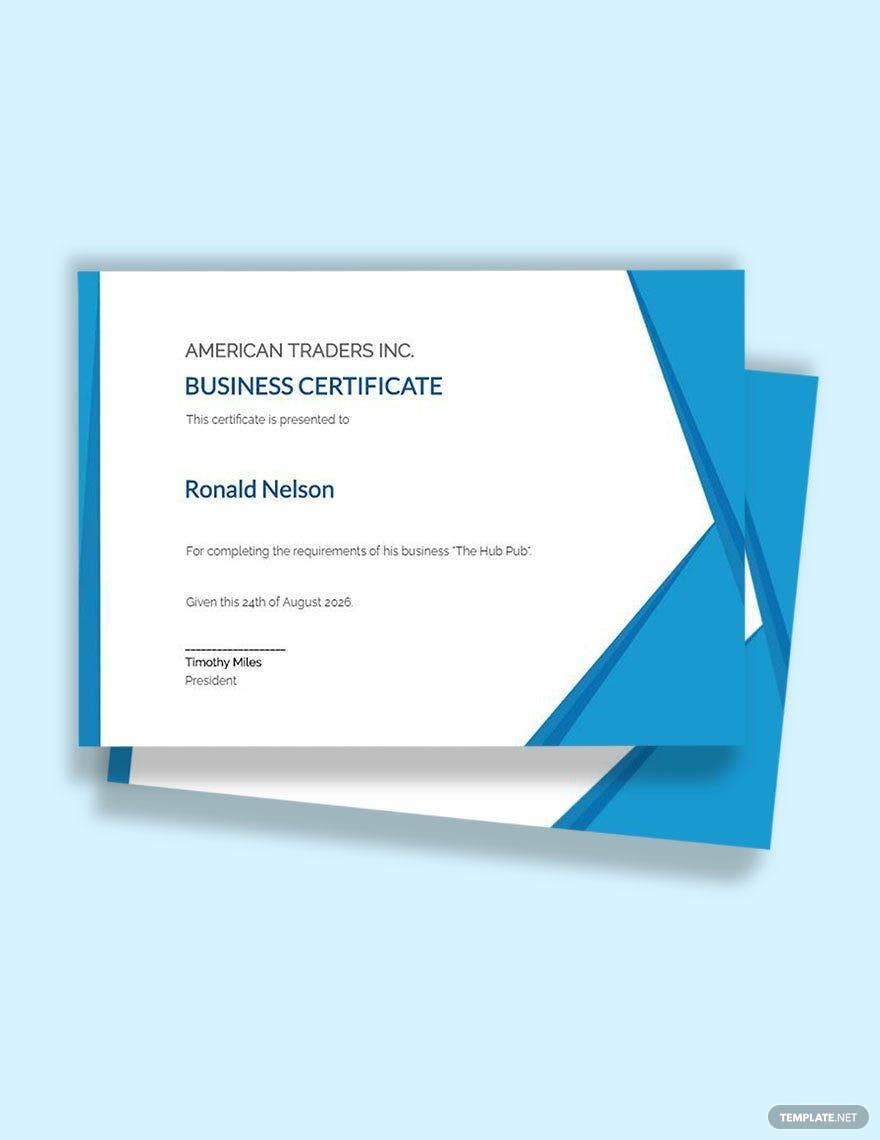 Business Certificate Design Template in PSD, Illustrator, InDesign, Pages, Word, Publisher, Google Docs - Download | Template.net