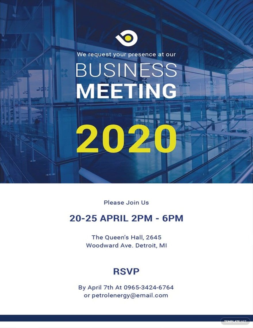 Business Meeting Invitation Template in PSD, Illustrator, Publisher, Word, InDesign, Pages, Outlook - Download | Template.net