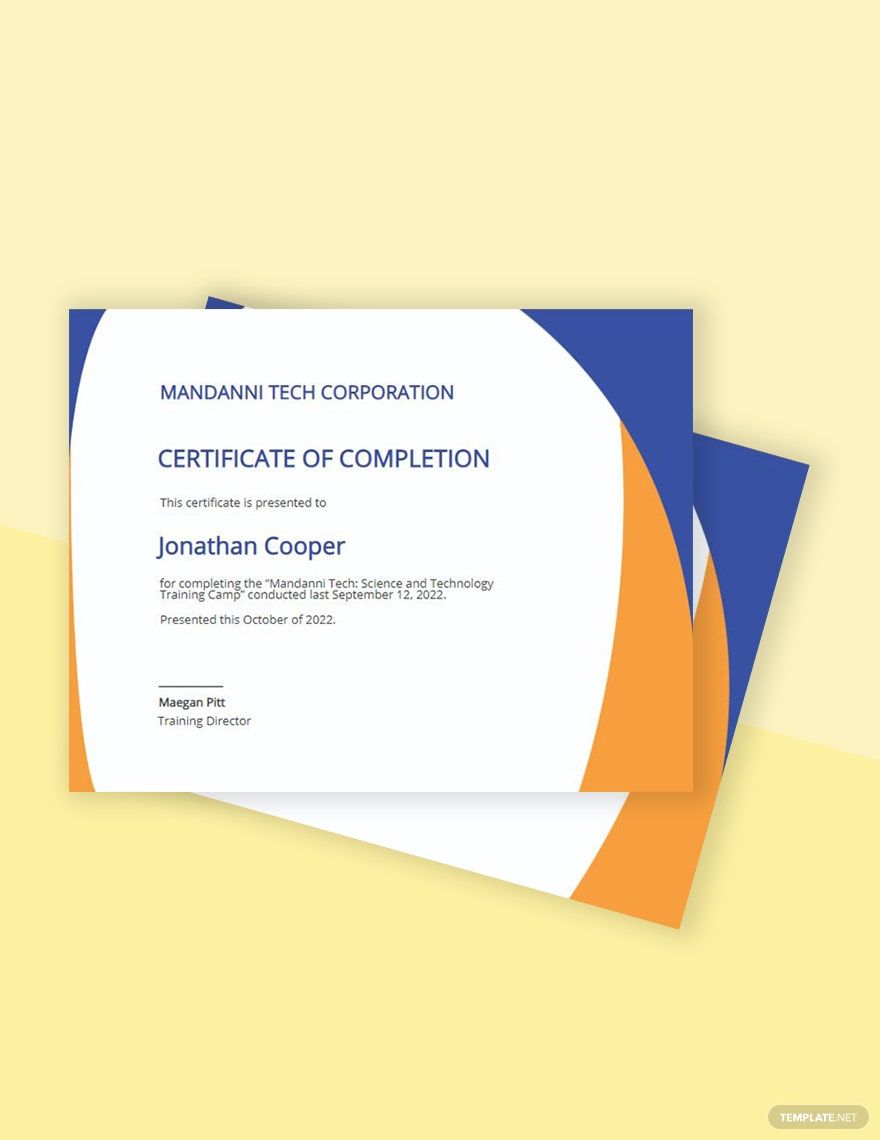 Printable Completion Certificate Template in Illustrator, PSD, InDesign, Pages, PDF, Word, Publisher, Google Docs - Download | Template.net