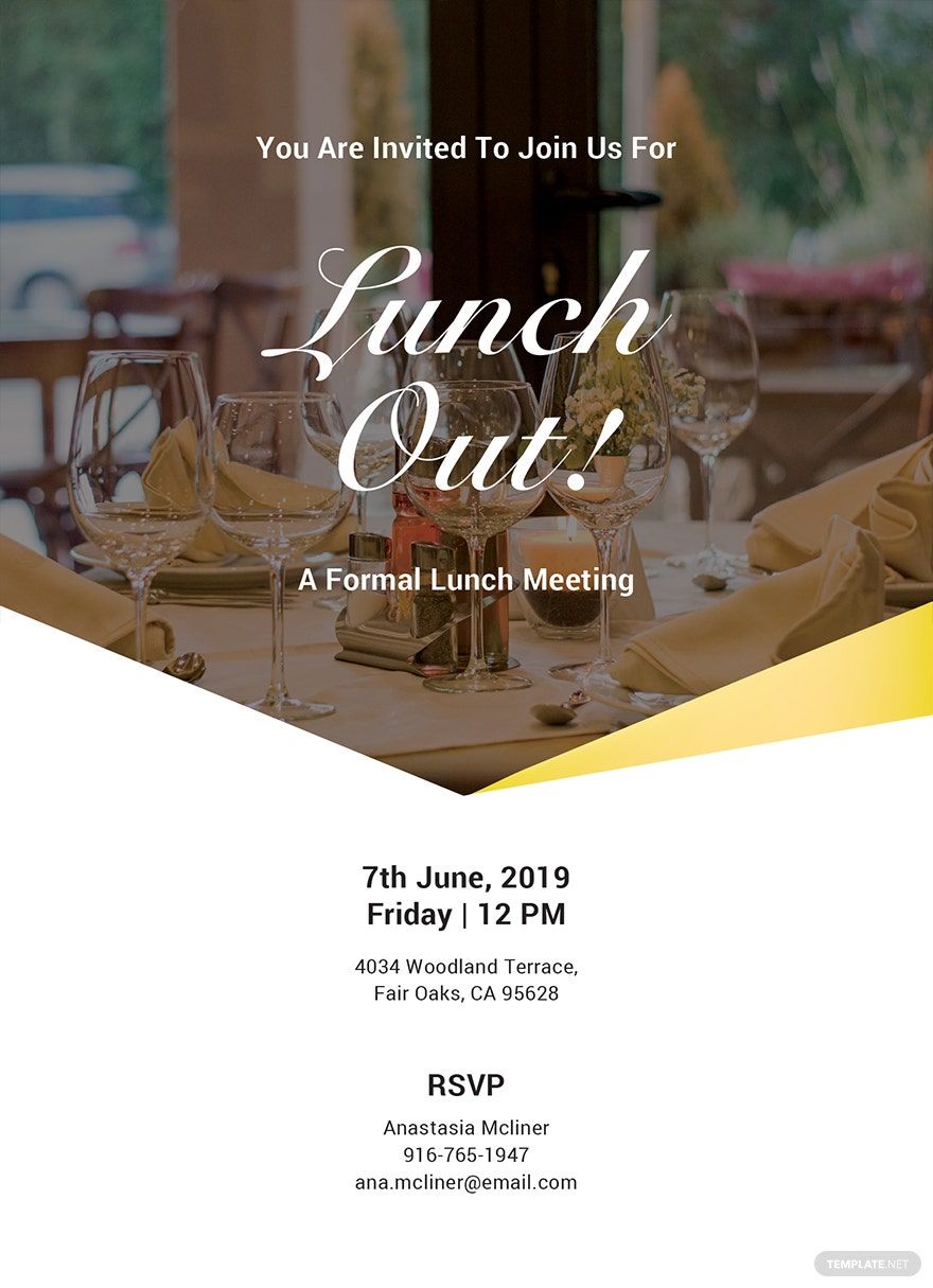 Formal Lunch Invitation Template in PSD, Pages, Illustrator, Publisher, Word, Outlook, Google Docs - Download | Template.net