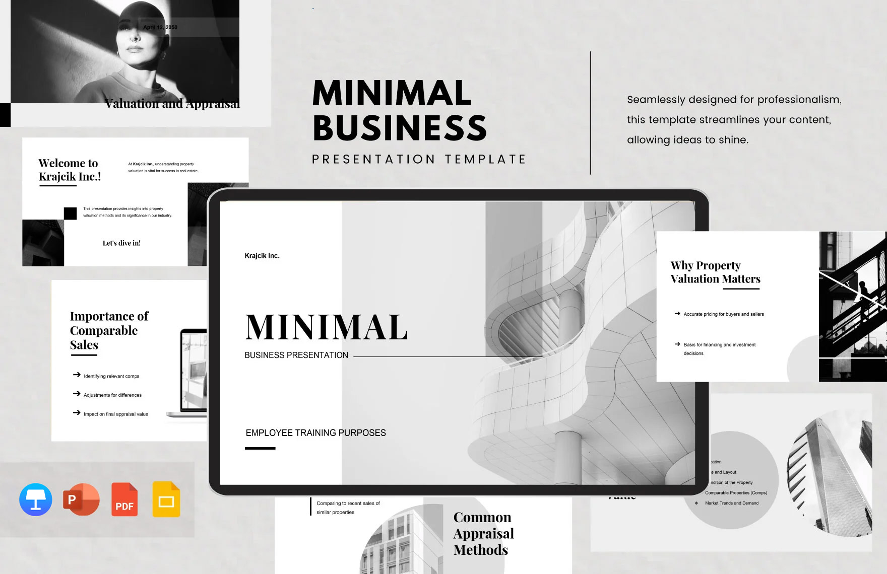 Minimal Business Presentation Template in PDF, PPT, Google Slides, Apple Keynote - Download | Template.net Minimal Business Presentation Template in PDF, PPT, Google Slides, Apple Keynote - Download | Template.net