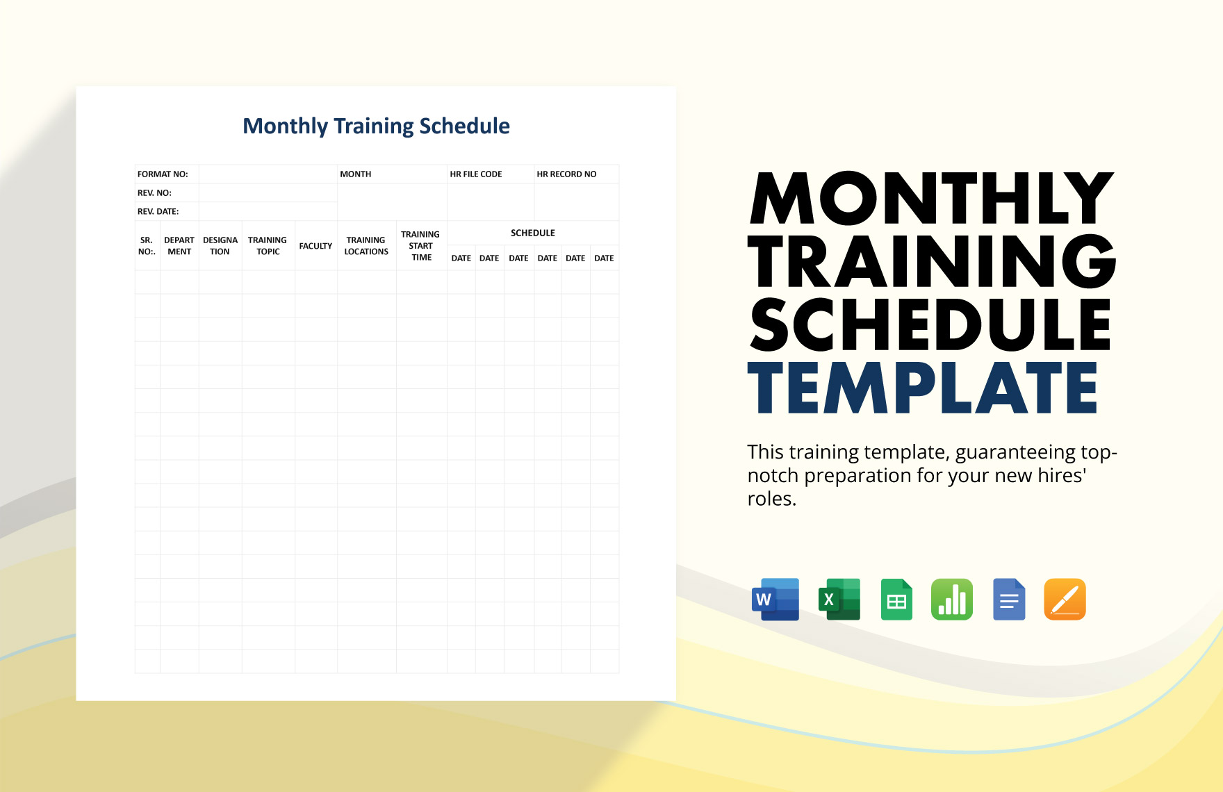 Monthly   Training   Schedule   Template in Google Docs, Apple Pages, Word, Apple Numbers, Excel, Google Sheets - Download | Template.net