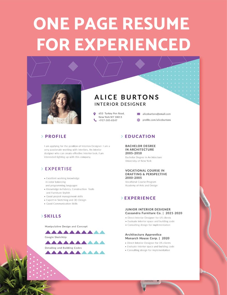 One Page Resume for Experienced in Word, Publisher, InDesign, Pages, Photoshop - Download | Template.net