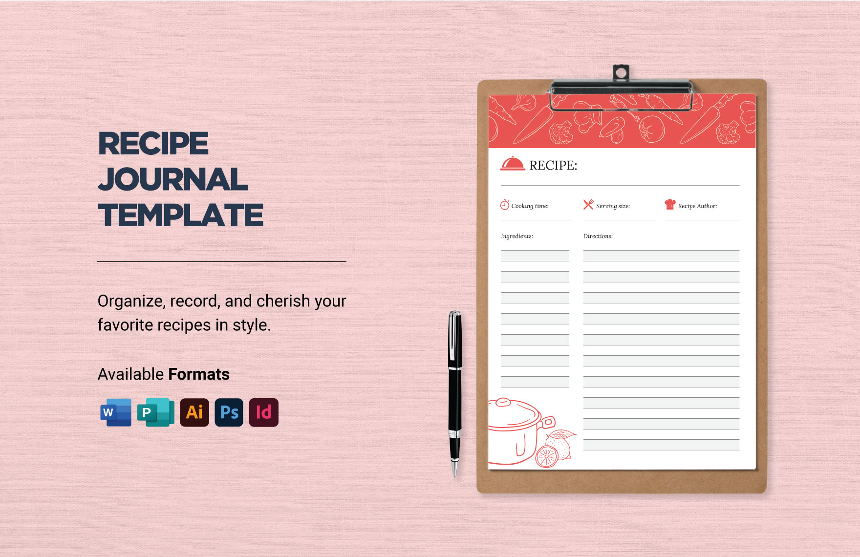 Recipe Journal Template in InDesign, Photoshop, Illustrator, Word, Publisher - Download | Template.net