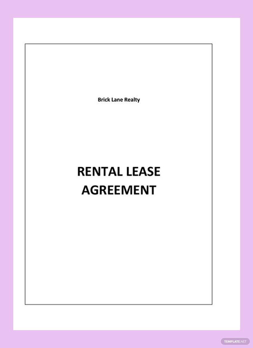 Rental Lease Agreement  in Word, Google Docs, Pages - Download | Template.net
