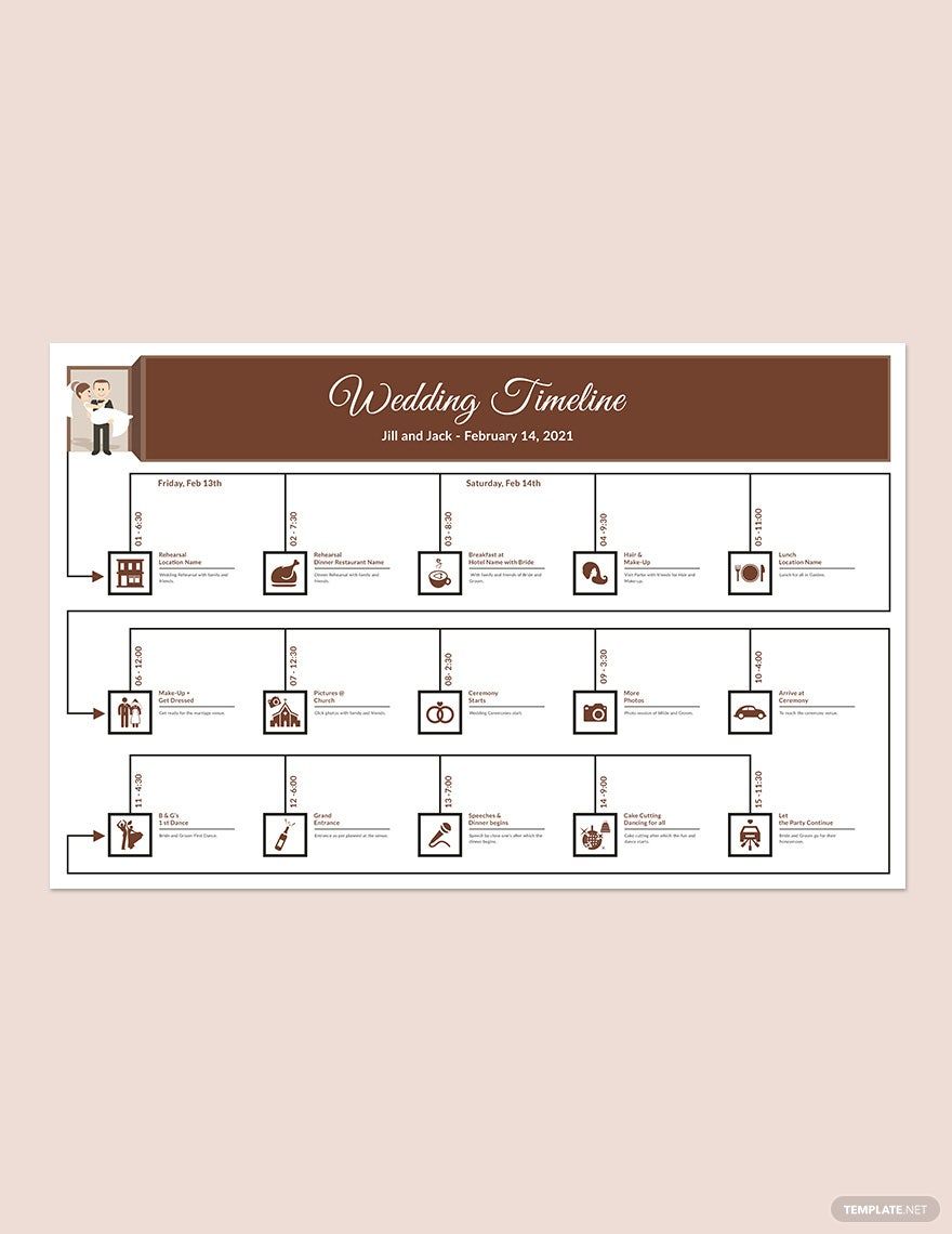 Sample Wedding Timeline Template in PSD - Download | Template.net