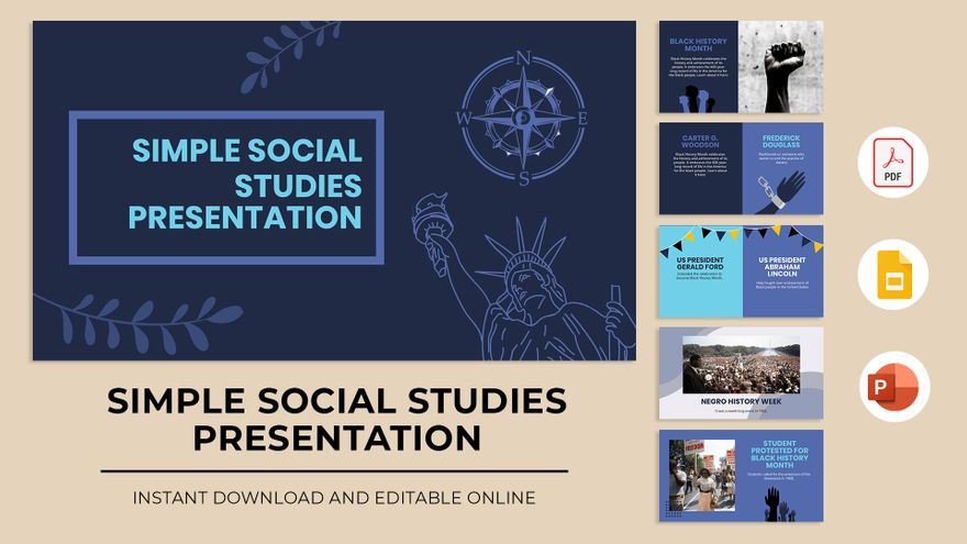 Simple Social Studies Presentation in PDF, PowerPoint, Google Slides - Download | Template.net Simple Social Studies Presentation in PDF, PowerPoint, Google Slides - Download | Template.net