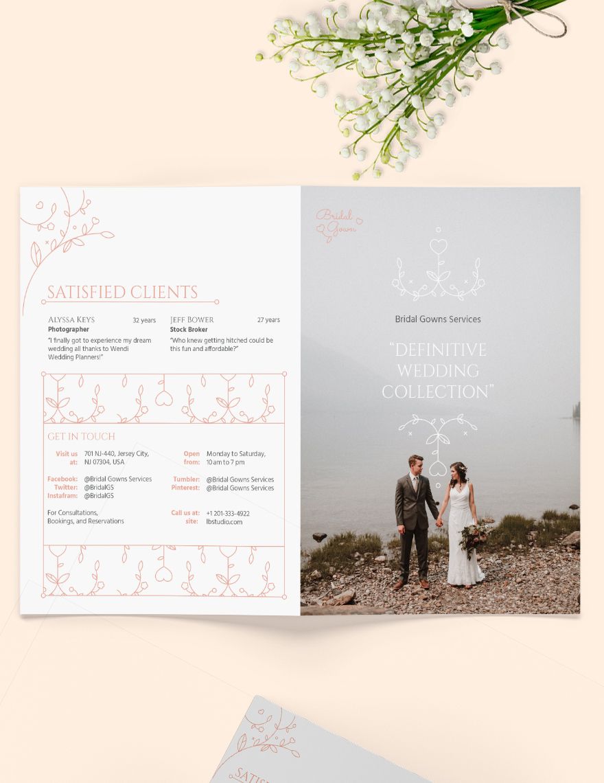 Wedding Planner Bi-Fold Brochure Template in Illustrator, Pages, PSD, Word, Publisher, InDesign - Download | Template.net
