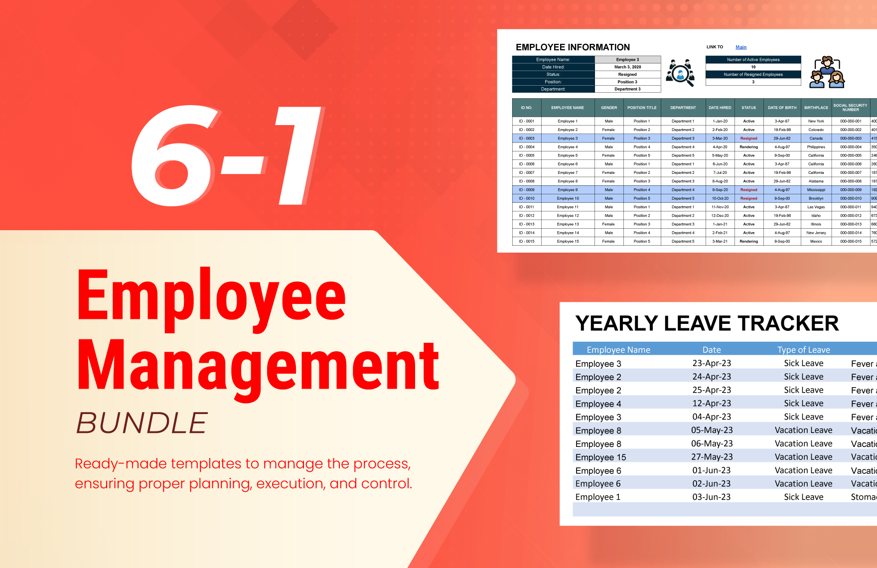 6 Employee Management Excel Template Bundle in Google Sheets, Excel - Download | Template.net