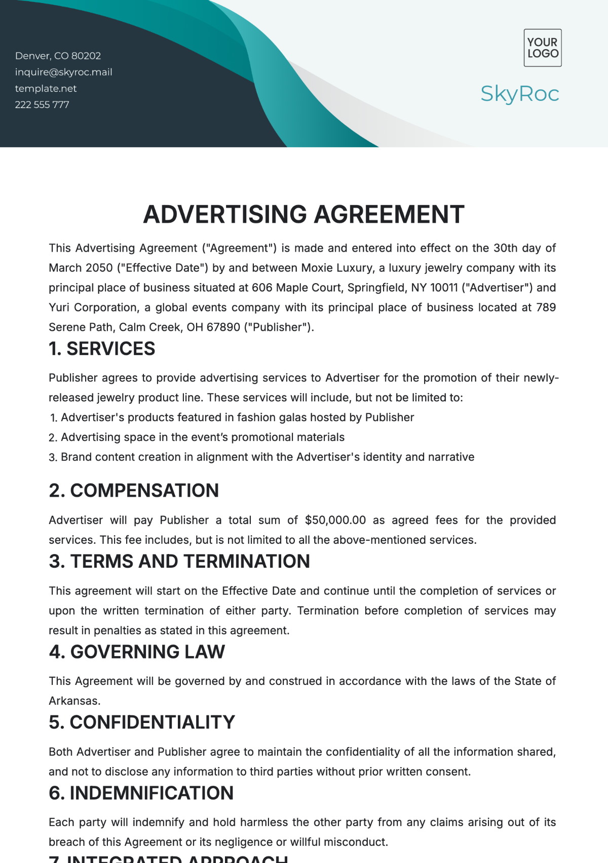 Advertising Agreement Template