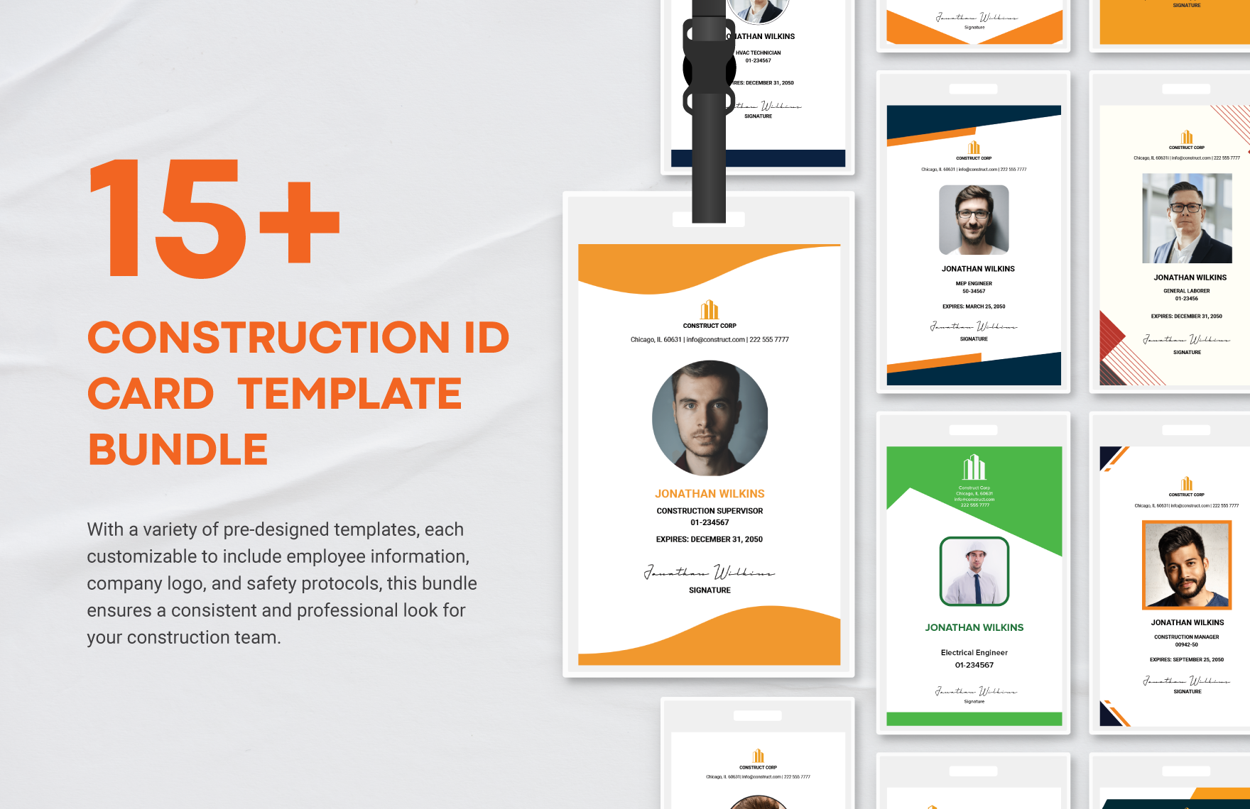 15+ Construction ID Card Template Bundle in Word, PSD, Illustrator - Download | Template.net