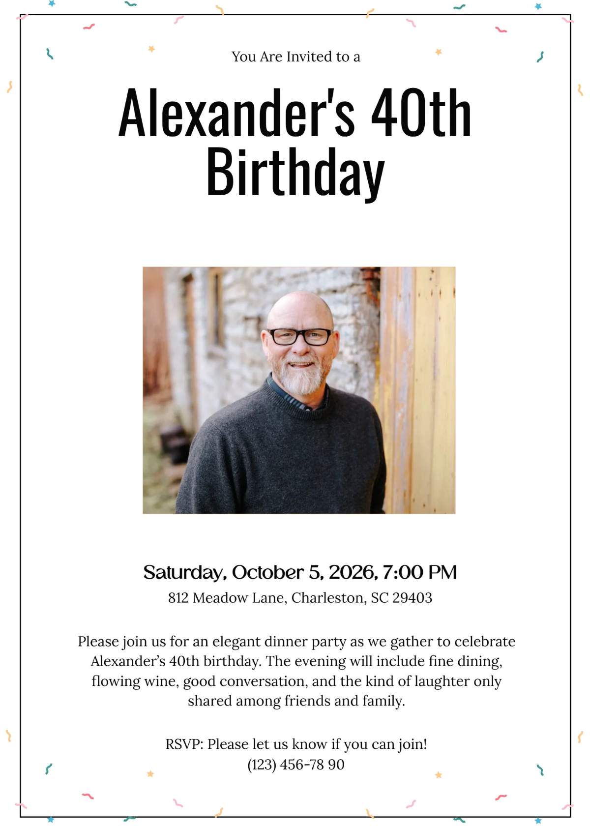 Dinner Party Birthday Invitation Template