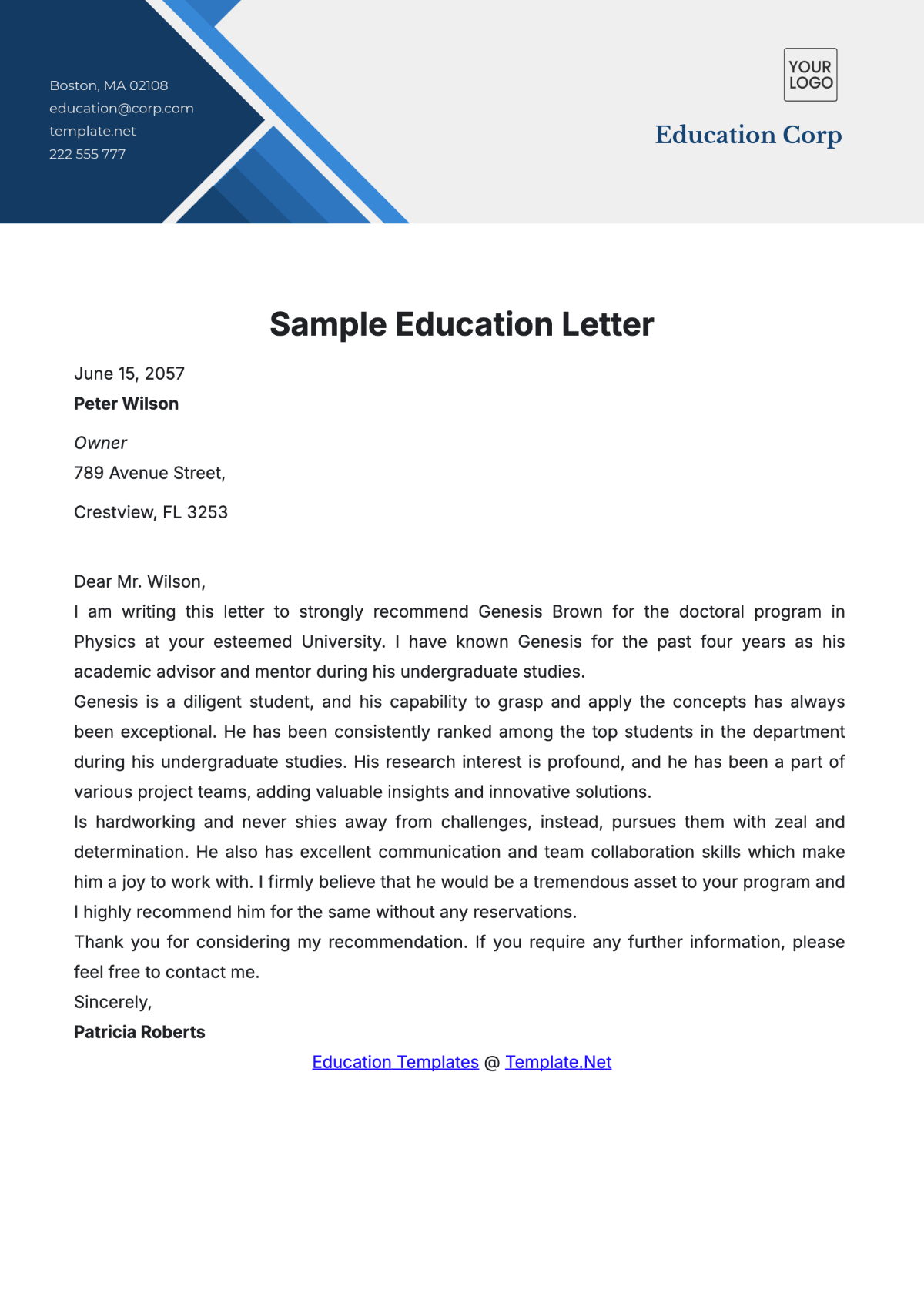 Education Letter Template