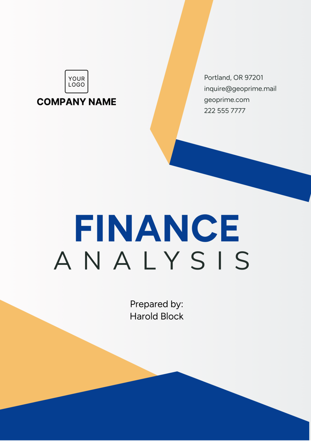 Finance Analysis Template