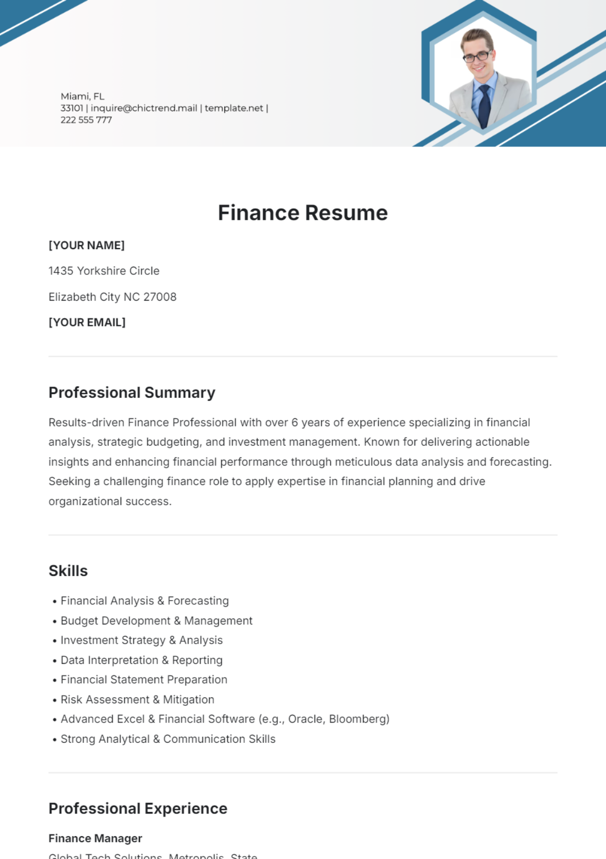 Finance Resume Template