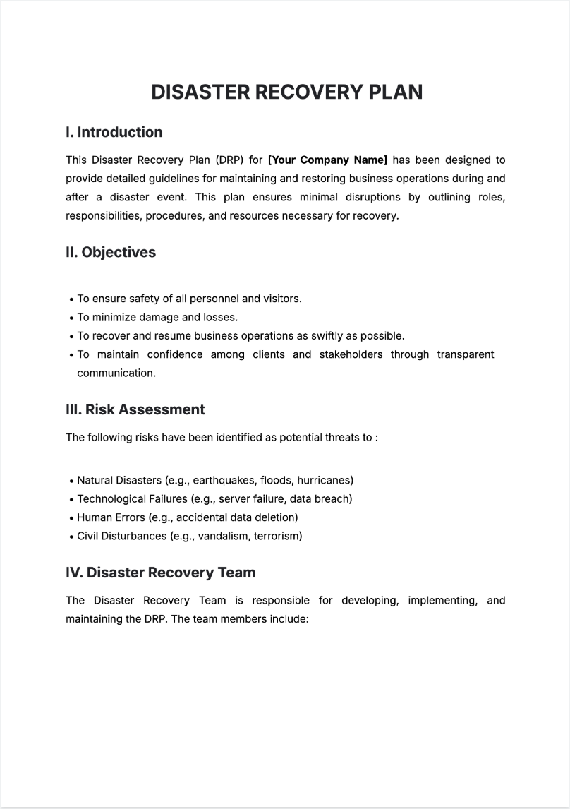 Free AI Disaster Recovery Plan Generator, Maker Online Tool