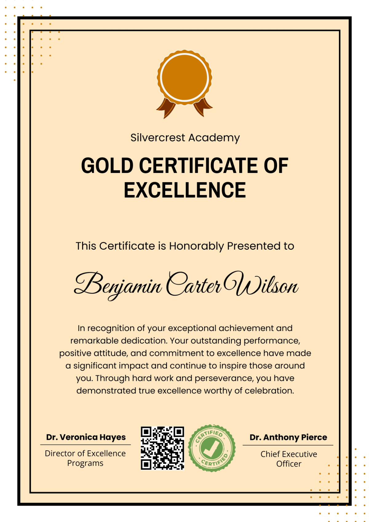 Gold Certificate Template