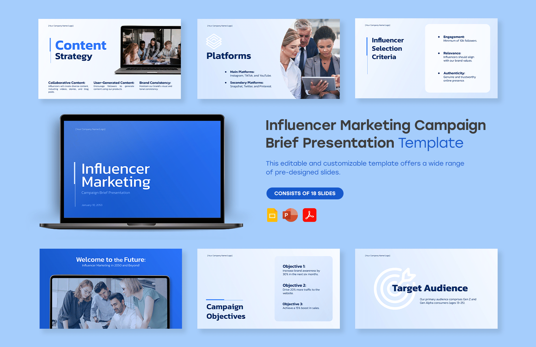 Influencer Marketing Campaign Brief Presentation Template in PDF, PowerPoint, Google Slides - Download | Template.net Influencer Marketing Campaign Brief Presentation Template in PDF, PowerPoint, Google Slides - Download | Template.net
