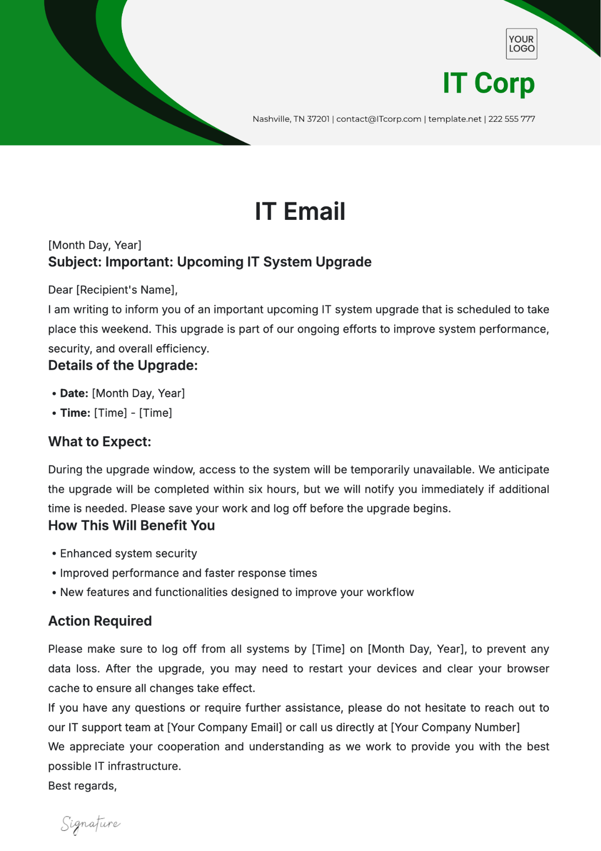 IT Email Template