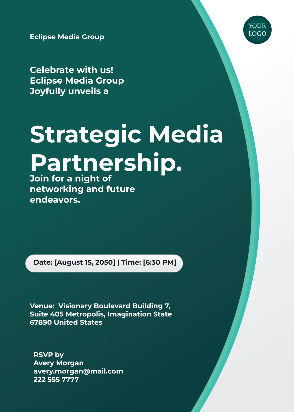 Media Partnership Announcement Invitation Card Template
