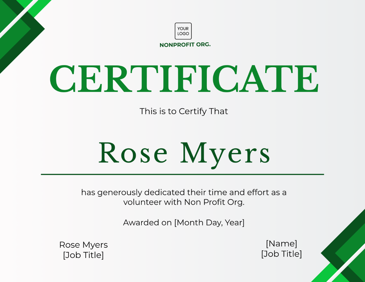 Non-Profit Certificate Template