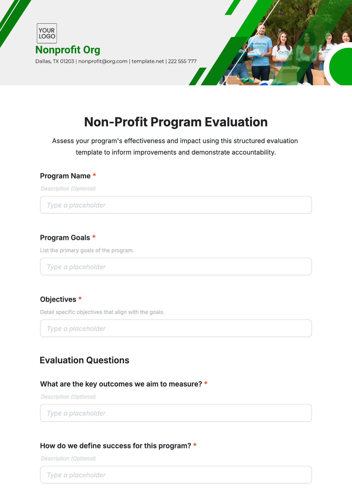 Non-Profit Program Evaluation Template