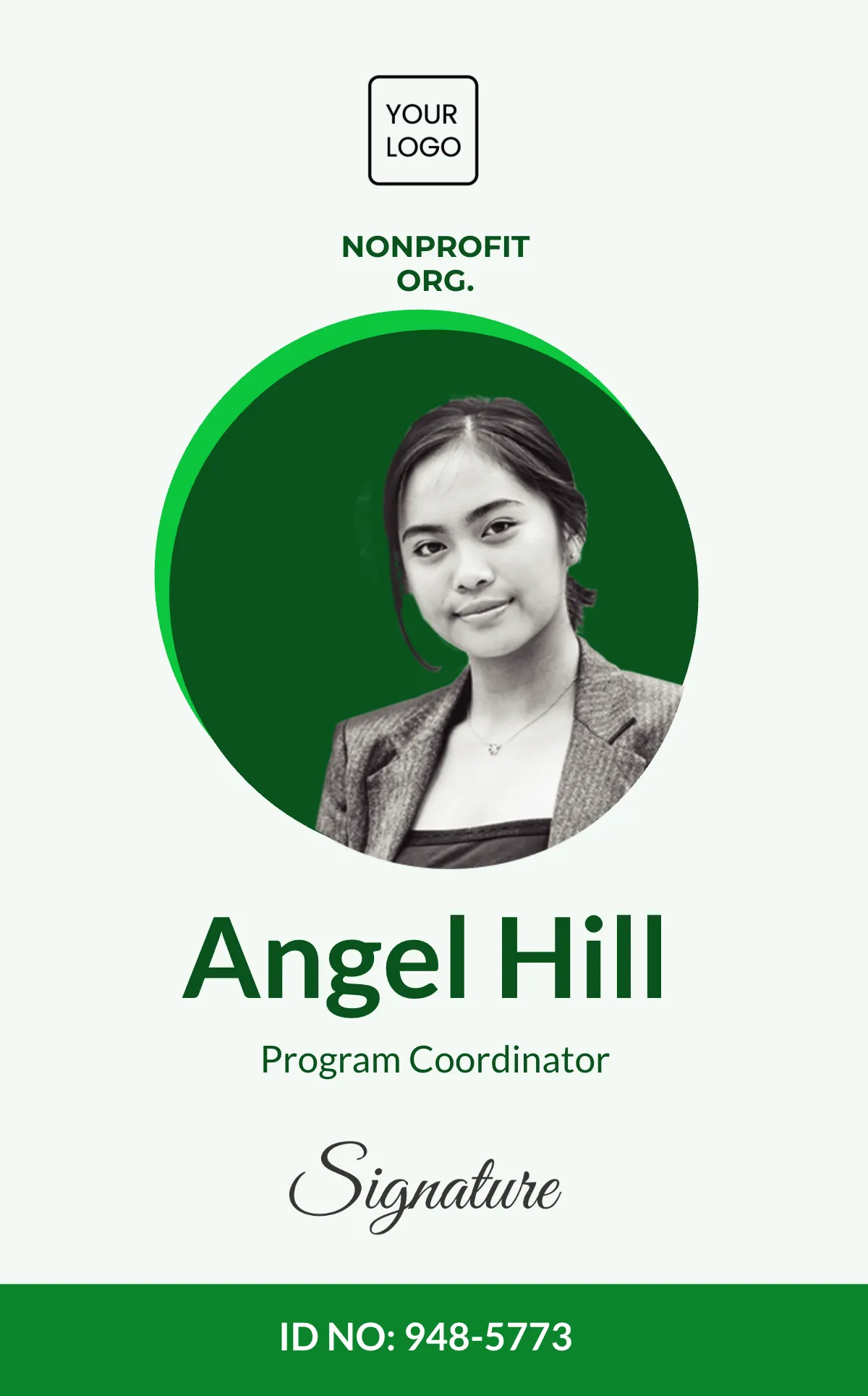 Printable Non-Profit Organizations ID Card Format Template