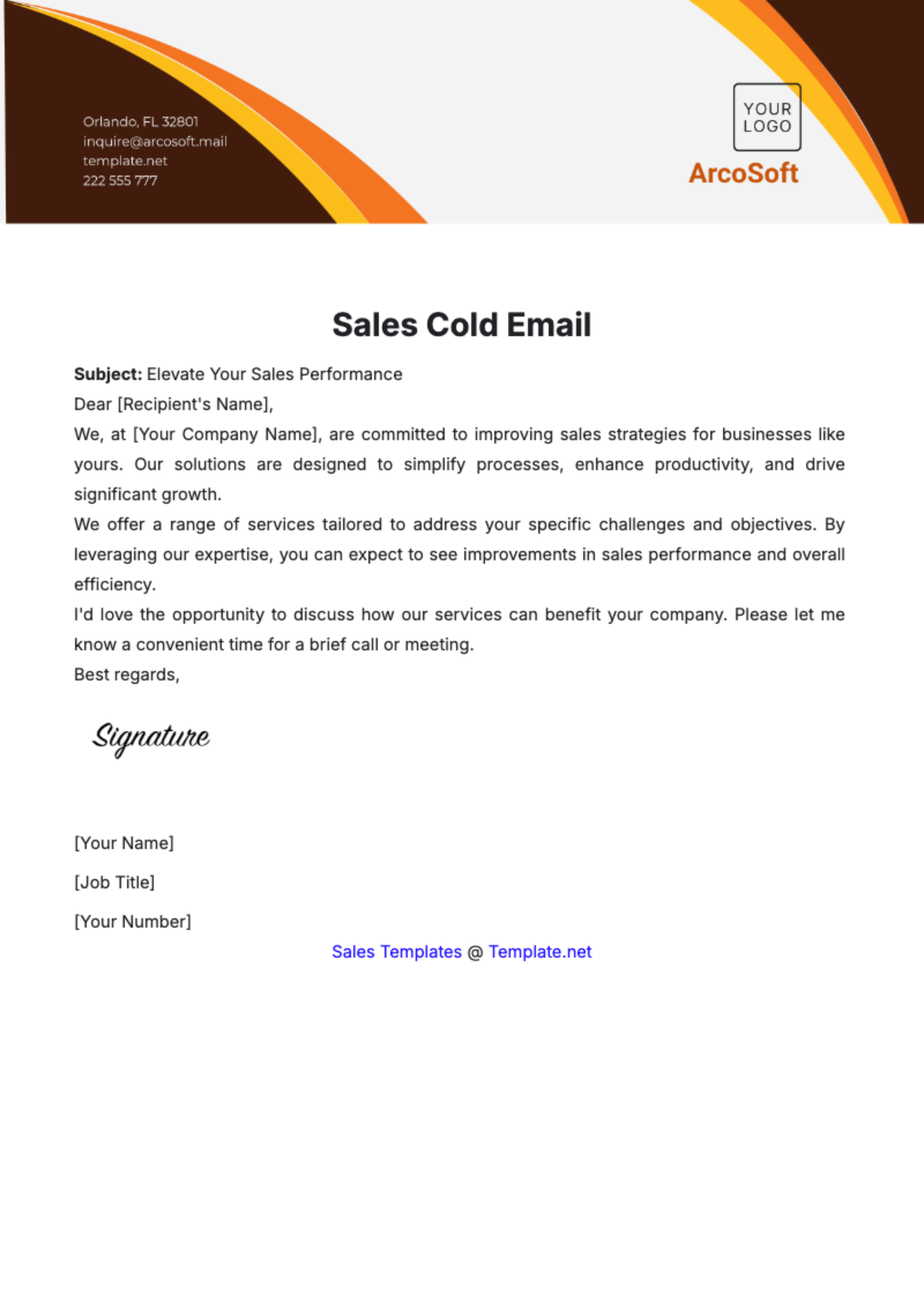Sales Cold Email Template