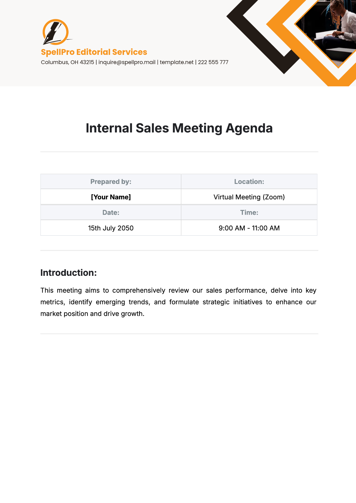 Sales Meeting Agenda Template