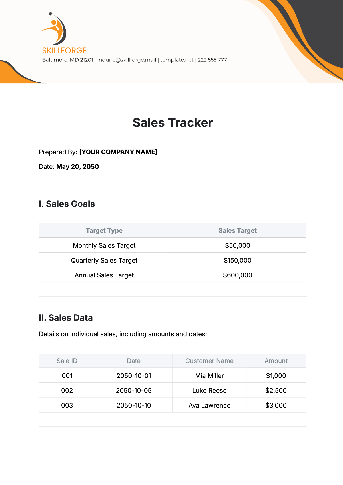 Sales Tracker Template