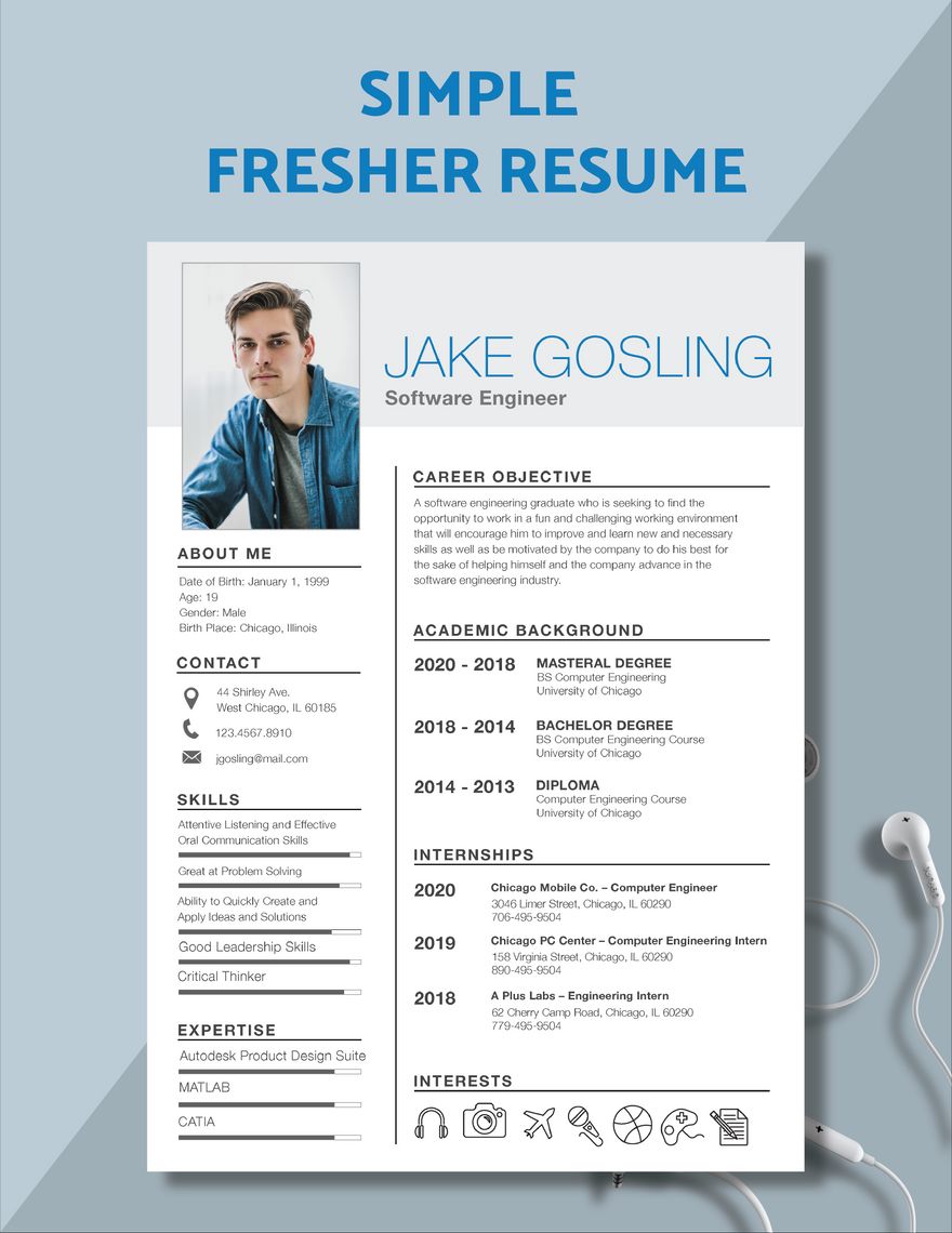 Simple Fresher Resume in Photoshop, Word, Publisher, Pages - Download | Template.net