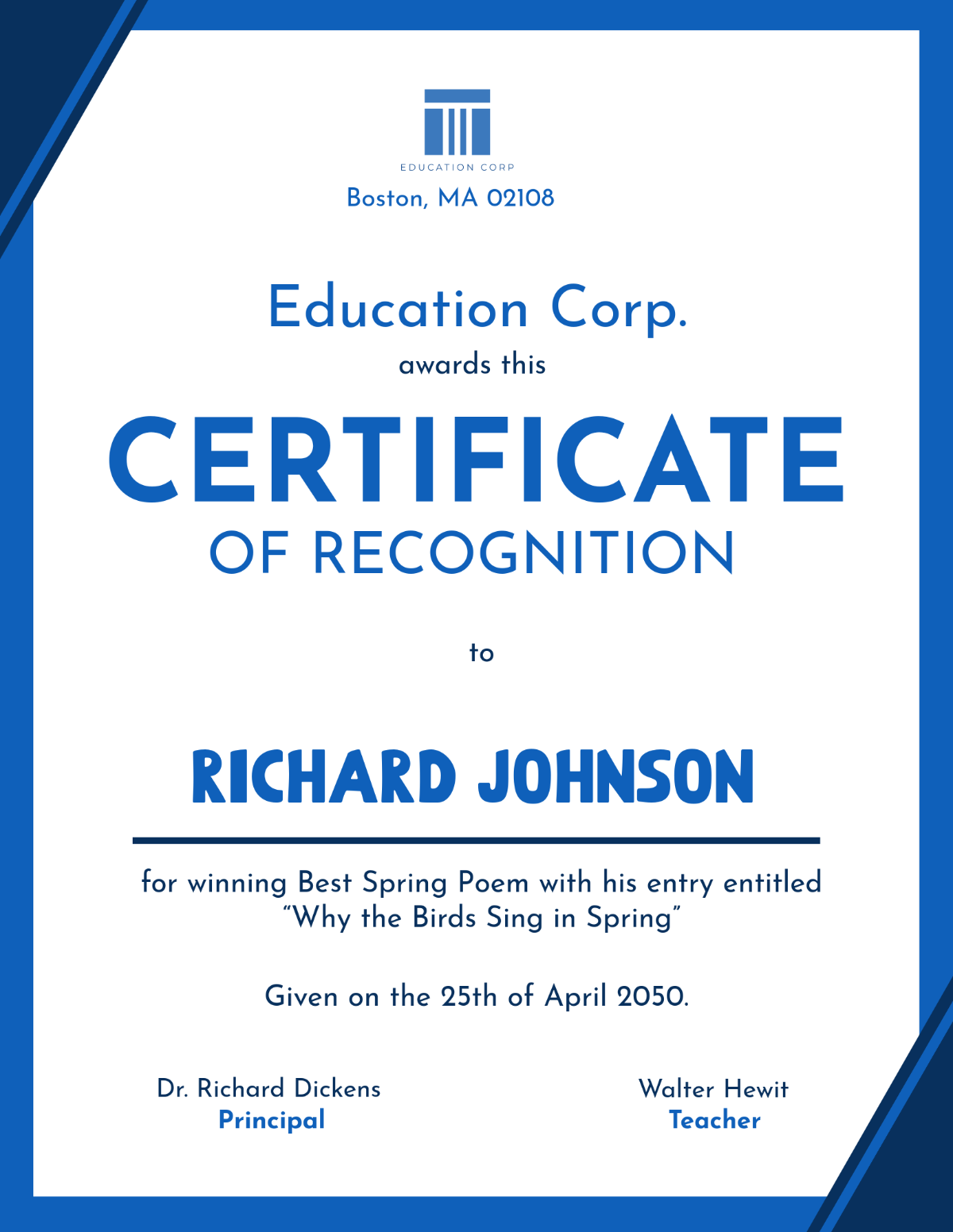 Spring Certificate Template