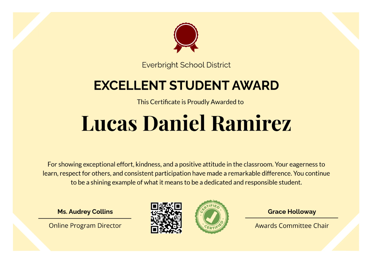 Student Appreciation Certificate Template